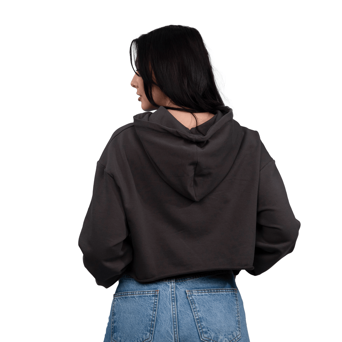 Dark grey cropped hoodie best sale