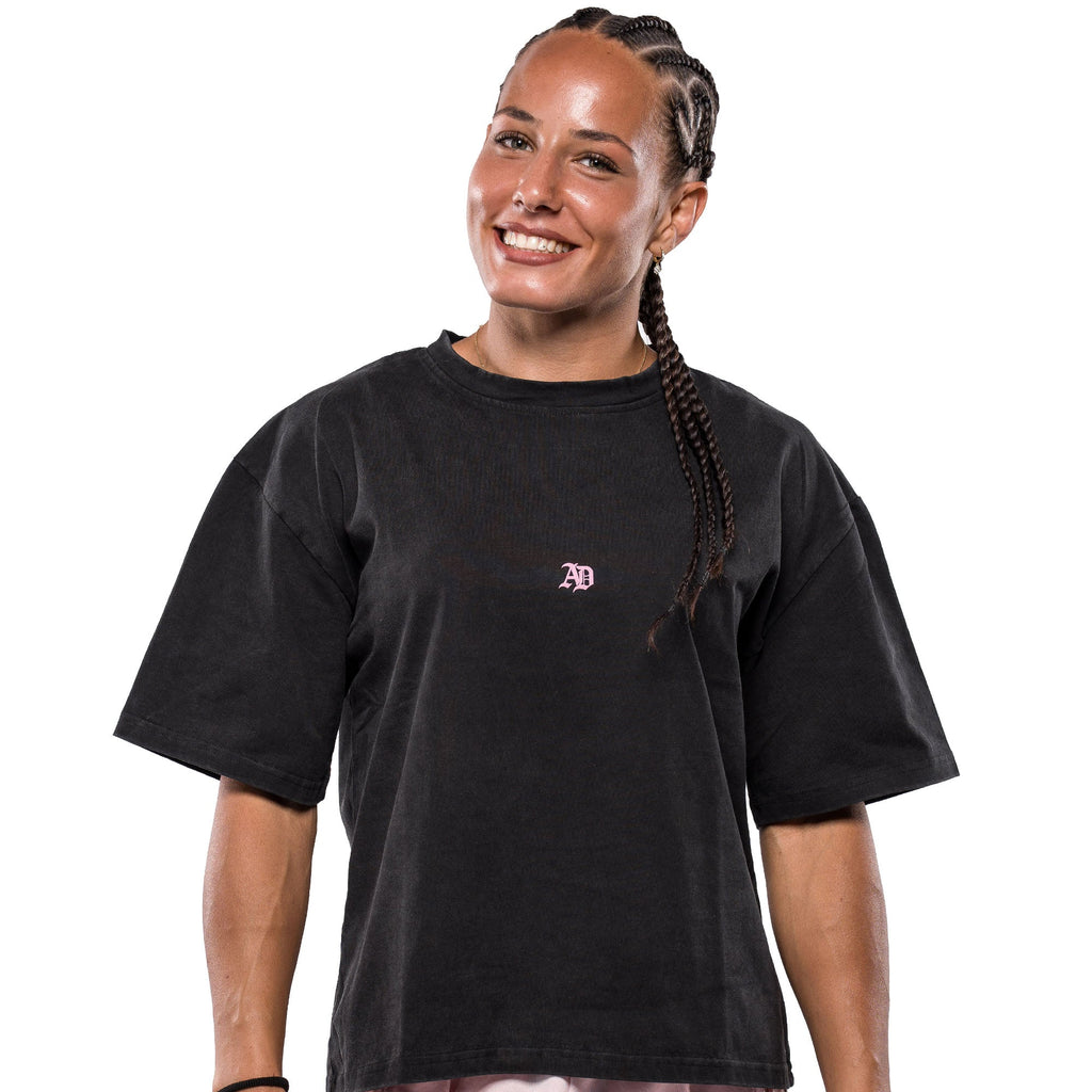 Alina Dalaslan "AD" Monogram Black Tee - OKTAGON Store