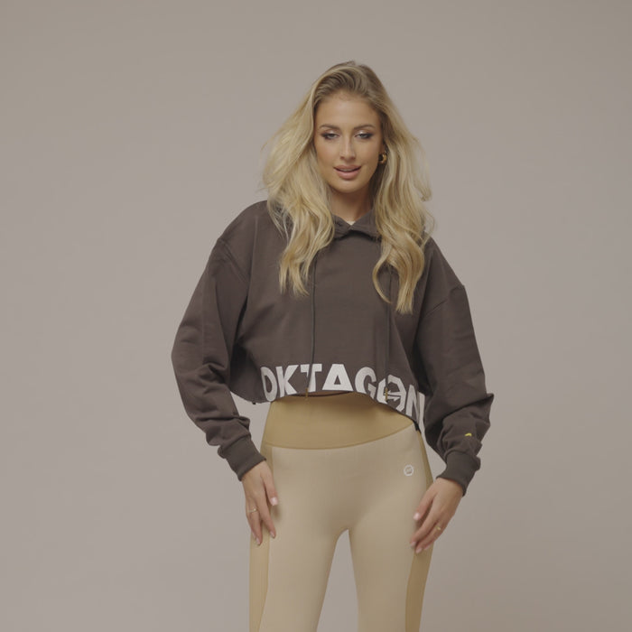 WOMEN'S CROPPED HOODIE - DARK GREY– OKTAGON Store