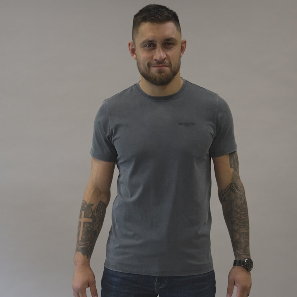 WASHED T-SHIRT OKTAGON - GREY