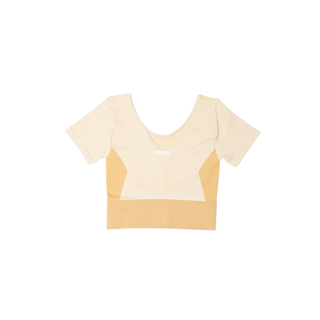 SEAMLESS - TOP SHORT SLEEVE BEIGE - OKTAGON MMA Store