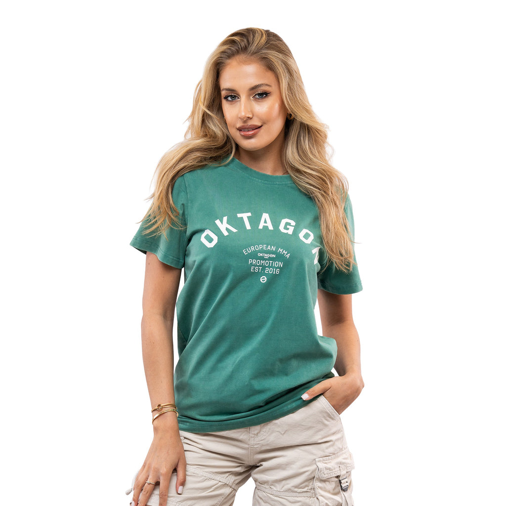WASHED T - SHIRT OKTAGON - GREEN - OKTAGON MMA Store