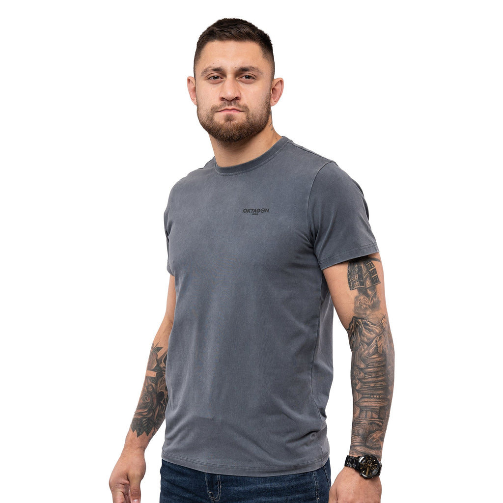 WASHED T - SHIRT OKTAGON - GREY - OKTAGON MMA Store