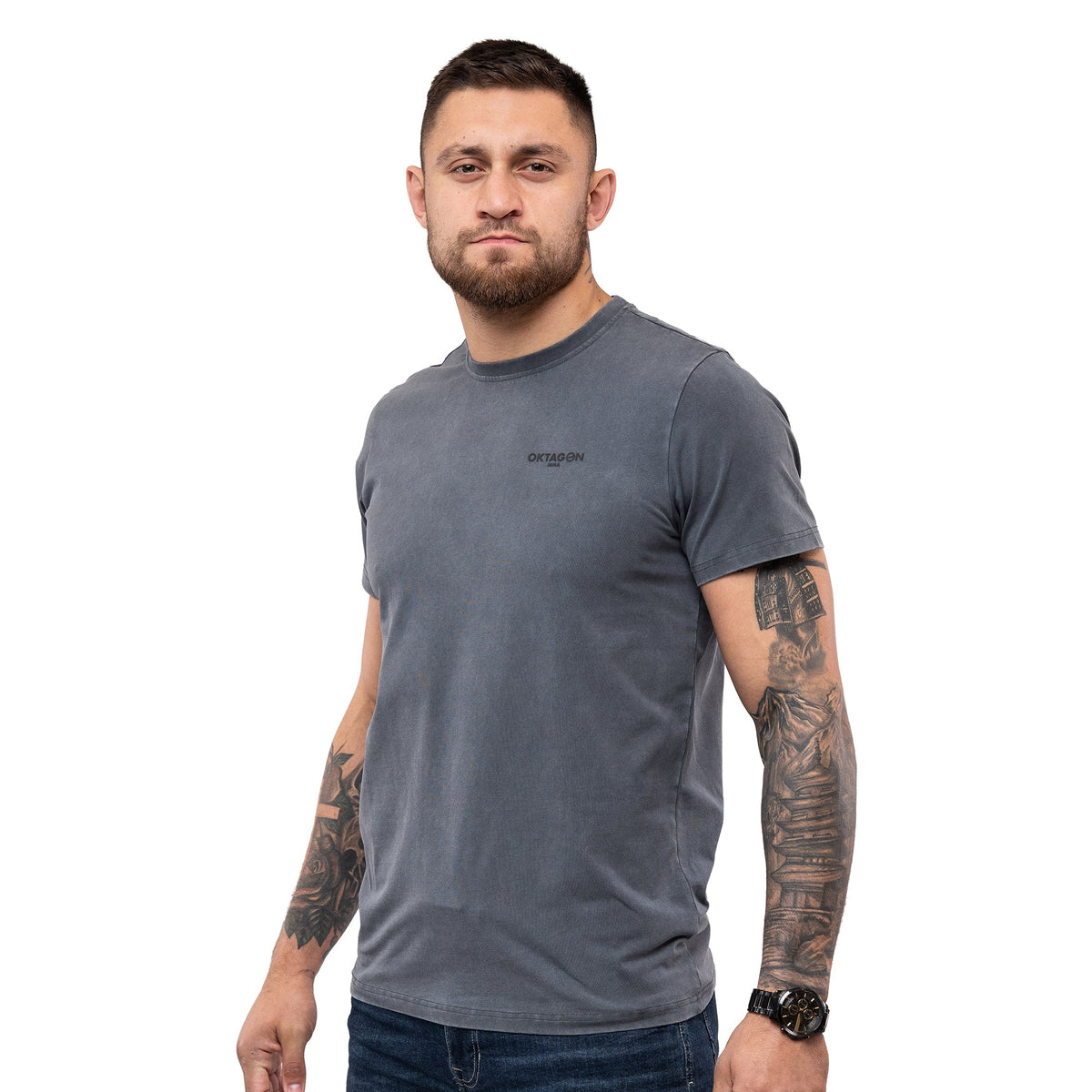 WASHED T - SHIRT OKTAGON - GREY - OKTAGON MMA Store