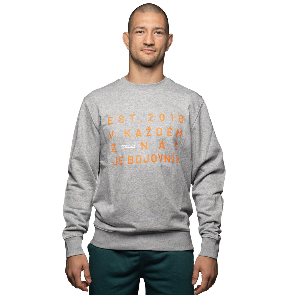 CREWNECK BOJOVNÍK GREY - OKTAGON MMA