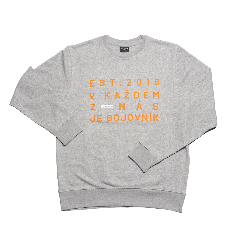 CREWNECK BOJOVNÍK GREY - OKTAGON MMA
